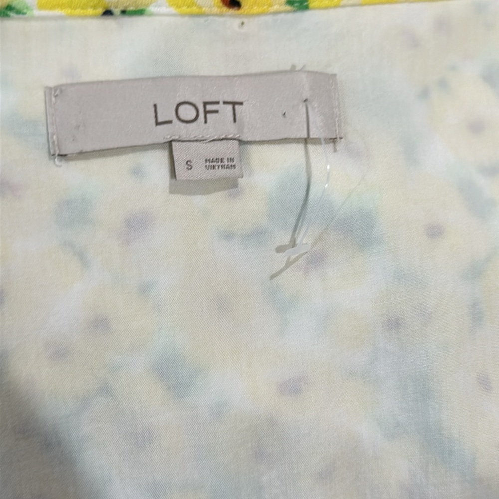 LOFT Floral Pintucked Side Tie Dress Small - Picture 13 of 14